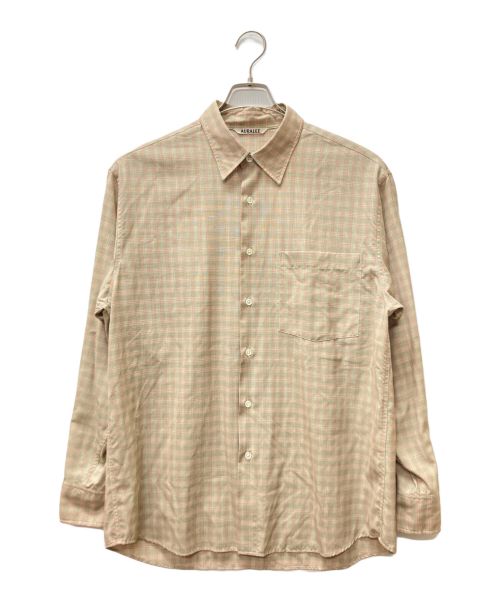 AURALEE（オーラリー）AURALEE (オーラリー) SUPER LIGHT WOOL CHECK SHIRTS ピンク×グリーン サイズ:3の古着・服飾アイテム