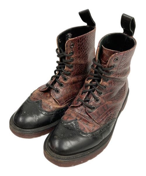 Dr.Martens（ドクターマーチン）Dr.Martens (ドクターマーチン) ウィングチップクロコレースアップブーツ レッド サイズ:UK6の古着・服飾アイテム