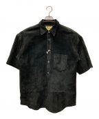 seven by sevenセブンバイセブン）の古着「Leather Half Sleeve Shirts」｜ブラック