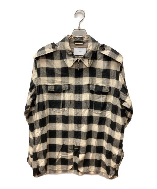 SUGARHILL（シュガーヒル）SUGARHILL (シュガーヒル) OMBRE PLAID ZIP-UP MILITARY BLOUSE ブラック サイズ:2の古着・服飾アイテム