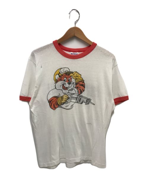 Hanes（ヘインズ）Hanes (ヘインズ) 80s リンガーTシャツ ホワイト×レッド サイズ:Lの古着・服飾アイテム