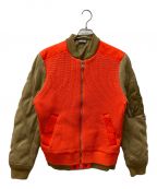 DIESELディーゼル）の古着「KNITTED BODY K-OHIO BOMBER JACKET」｜ベージュ×オレンジ