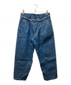 MUZEミューズ）の古着「HEM SLIT WIDE DENIM TROUSERS」｜インディゴ