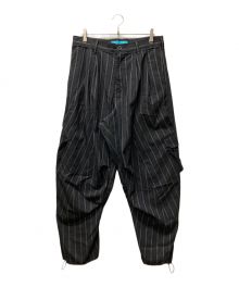 MUZE（ミューズ）の古着「VILOFT STRIPE DOUBLE KNEE CARGO PANTS」｜ブラック