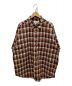 A BATHING APE（アベイシングエイプ）の古着「Mini Ape Head Check Loose Fit S/S Shirt」｜ブラウン×レッド