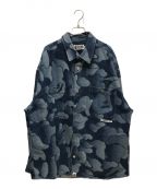 A BATHING APEアベイシングエイプ）の古着「SOLID CAMO LASER WORK DENIM SHIRT」｜インディゴ