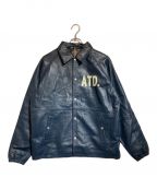 AT-DIRTYアットダーティ）の古着「BOLD LEATHER COACH JACKET」｜ネイビー