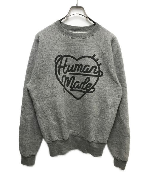 HUMAN MADE（ヒューマンメイド）HUMAN MADE (ヒューマンメイド) HEART LOGO RAGLAN  SWEATSHIRT グレー サイズ:Mの古着・服飾アイテム