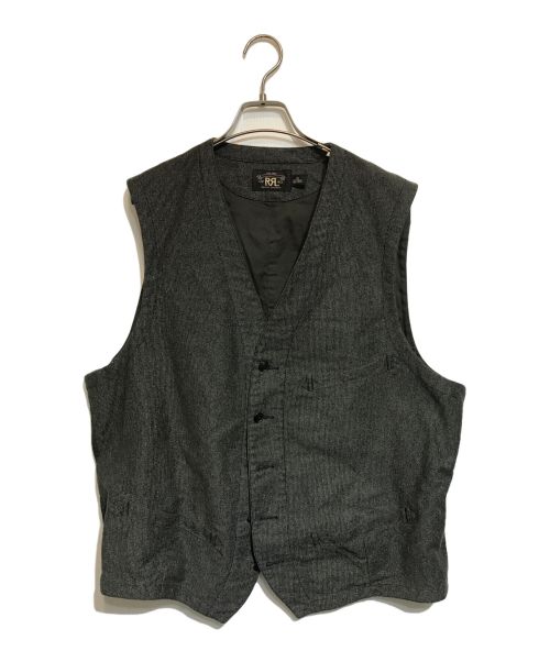 RRL（ダブルアールエル）RRL (ダブルアールエル) STRIPED COTTON VEST グレー サイズ:XLの古着・服飾アイテム