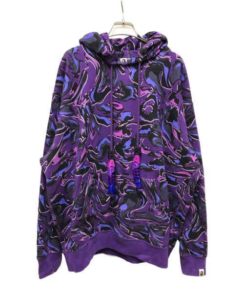 A BATHING APE（アベイシングエイプ）A BATHING APE (アベイシングエイプ) MARBLING CAMO RELAXED FIT PULLOVER HOODIE パープル サイズ:Lの古着・服飾アイテム