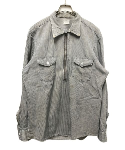 LEE（リー）LEE (リー) 60-70`Sハーフジップヒッコリーシャツ ブルー サイズ:Large Mediumの古着・服飾アイテム