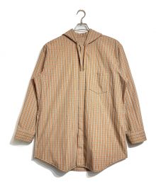 Acne studios（アクネ ストゥディオス）の古着「チェックフーデッドコート」｜オレンジ