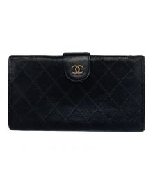 CHANEL（シャネル）の古着「ワイドステッチココマークウォレット」｜ブラック