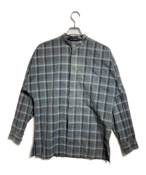 ISSEY MIYAKE（イッセイミヤケ）ISSEY MIYAKE (イッセイミヤケ) バンドカラーチェックシャツ グレー サイズ:Mの古着・服飾アイテム