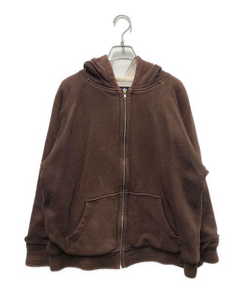 OLD STUSSY（オールドステューシー）OLD STUSSY (オールドステューシー) 90`Sバックロゴ裏サーマルジップフーディ ブラウン サイズ:Mの古着・服飾アイテム