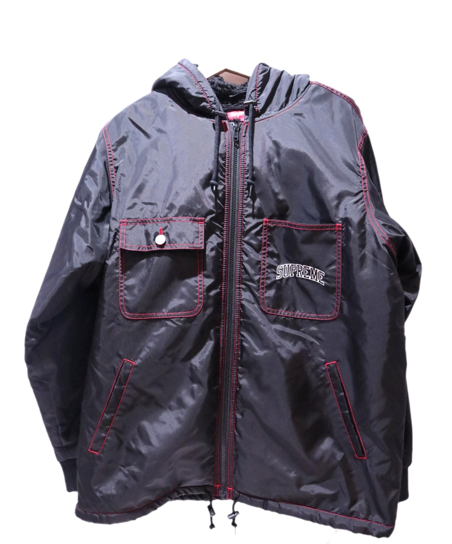 【中古・古着通販】Supreme (シュプリーム) 内ボアナイロンジャケット ブラック サイズ:L Sherpa Lined Nylon