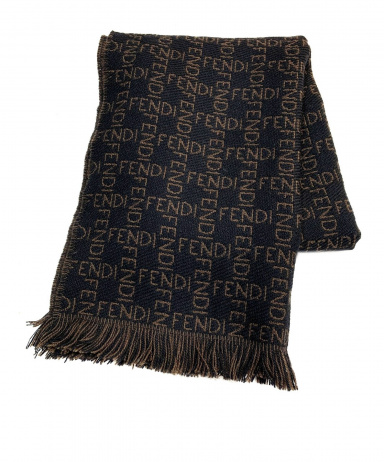 【中古・古着通販】FENDI (フェンディ) ロゴマフラー ブラウン