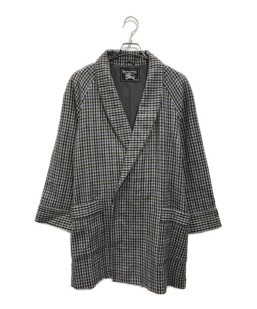 Burberry's（バーバリーズ）Burberry's (バーバリーズ) チェック柄ウールガウンコート ブラウン×ブルー サイズ:Mの古着・服飾アイテム