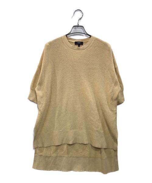 theory（セオリー）theory (セオリー) Dry Cotton Karenia HS ドライコットンハーフスリーブニット ベージュ サイズ:Sの古着・服飾アイテム