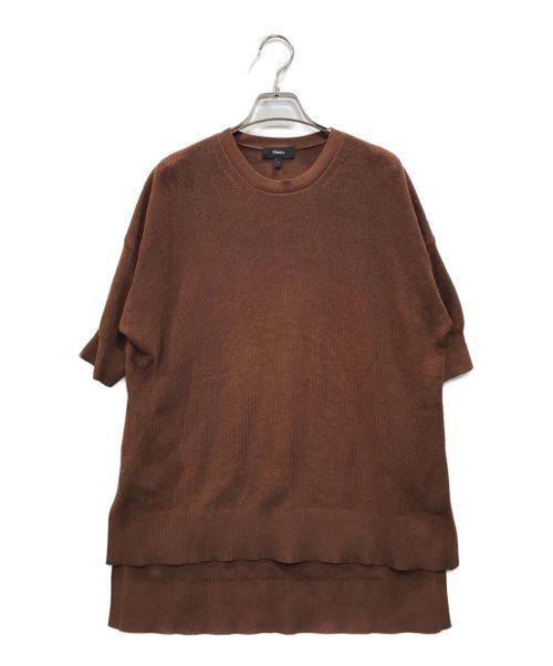 theory（セオリー）theory (セオリー) Dry Cotton Karenia HS ドライコットンハーフスリーブニット ブラウン サイズ:Sの古着・服飾アイテム