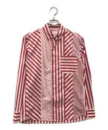 KAWATANI SHIRT（カワタニシャツ）の古着「Zeus 再構築ストライプシャツ」｜レッド