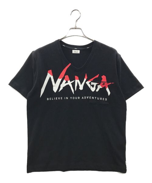 NANGA（ナンガ）NANGA (ナンガ) ロゴプリント ポケットTEE ブラック サイズ:Mの古着・服飾アイテム