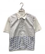 Maison Margielaメゾンマルジェラ）の古着「POLKA DOT DETAIL SHORT SLEEVE SHIRT(ポルカドットショートスリーブシャツ)」｜ホワイト×ブルー