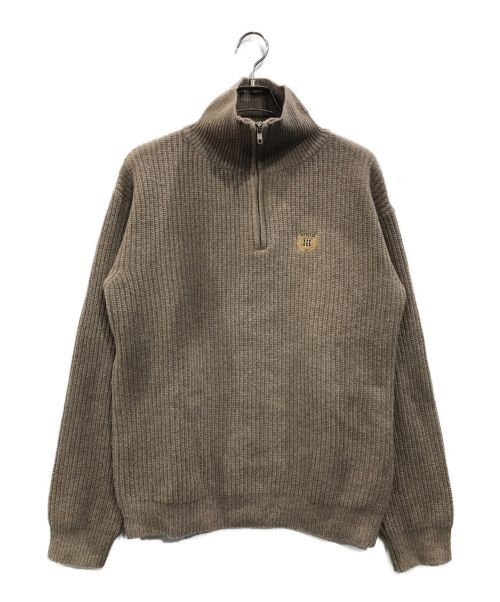 mahagrid（マハグリッド）MAHAGRID (マハグリッド) CREST HALF ZIP KNIT ハーフジップニット ブラウン サイズ:Mの古着・服飾アイテム