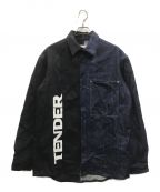 TENDER PERSONテンダ―パーソン）の古着「切替ロゴデニムジャケット」｜ブラック