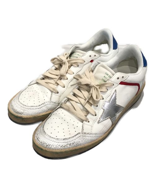 GOLDEN GOOSE（ゴールデングース）GOLDEN GOOSE (ゴールデングース) Ball Star ナッパレザー＆メッシュ ラミネートレザースター ローカットスニーカー ホワイト×ブルー サイズ:40の古着・服飾アイテム