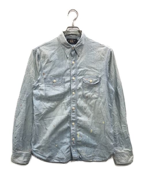 RRL（ダブルアールエル）RRL (ダブルアールエル) ペイント加工デニムシャツ ブルー サイズ:Sの古着・服飾アイテム