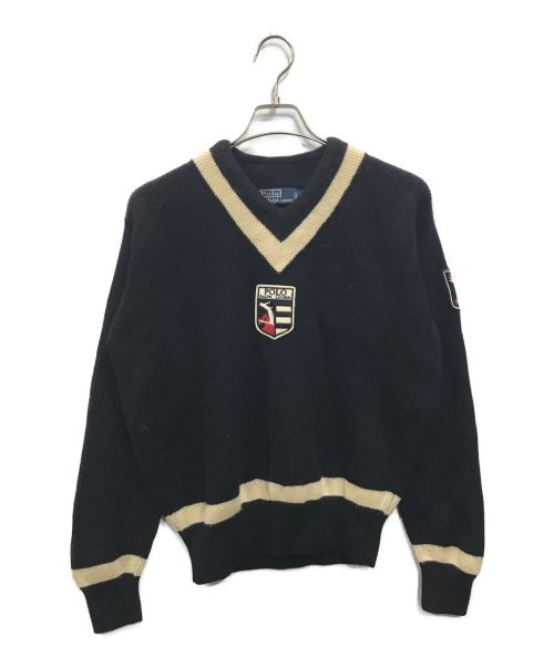 POLO RALPH LAUREN（ポロ・ラルフローレン）POLO RALPH LAUREN (ポロ・ラルフローレン) 90S チルデンセーター ブラック サイズ:Lの古着・服飾アイテム