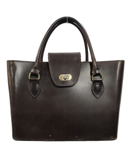 J&M DAVIDSON（ジェイ＆エム デヴィッドソン）J&M DAVIDSON (ジェイ＆エム デヴィッドソン) TURN LOCK BRIDLE LEATHER HAND BAG 英国製レザーハンドバッグ ブラウンの古着・服飾アイテム