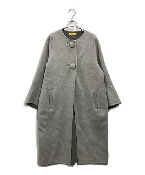 Leilian（レリアン）Leilian (レリアン) ウールブレンドノーカラーコート グレー サイズ:11の古着・服飾アイテム