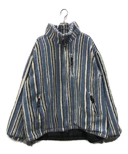 X-GIRL（エックスガール）X-GIRL (エックスガール) STRIPED FLEECE BOA JACKET ブルー サイズ:Mの古着・服飾アイテム