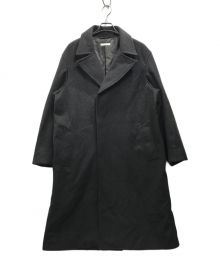 WYM LIDNM（ウィム バイ リドム）の古着「SMOOTH HERRINGBONE MAXI OVER COAT オフィサーコート」｜グレー