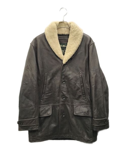 Eddie Bauer（エディーバウアー）Eddie Bauer (エディーバウアー) 襟ボアレザーコート ブラウン サイズ:Ｓの古着・服飾アイテム