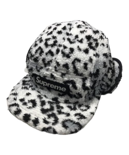 SUPREME（シュプリーム）SUPREME (シュプリーム) Leopard Polar Fleece Earflap Camp Cap ホワイト×ブラックの古着・服飾アイテム