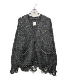 NOUNLESS（ナウンレス）の古着「SHINY GRUNGE KNIT CARDIGAN」｜グレー