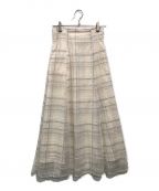MERCURY DUOマーキュリーデュオ）の古着「チェック刺繍フレアスカート」｜ベージュ
