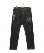 BILLIONAIRE BOYS CLUBビリオネアボーイズクラブ）の古着「Dollar Chenill Patch Denim Pants デニムパンツ」｜ネイビー