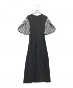 BORDERS at BALCONYボーダーズアットバルコニー）の古着「PUFF SLEEVE TEE DRESS」｜ホワイト×ブラック