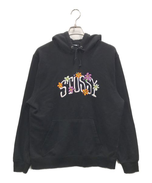 stussy（ステューシー）stussy (ステューシー) フローラルロゴフーディー ブラック サイズ:Mの古着・服飾アイテム