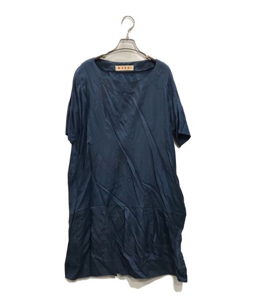 MARNI（マルニ）MARNI (マルニ) シルク混ワンピース ネイビー サイズ:38の古着・服飾アイテム