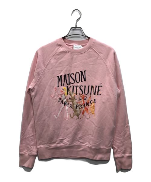 maison kitsune（メゾンキツネ）maison kitsune (メゾンキツネ) ロゴ刺繍スウェット ピンク サイズ:Ｓの古着・服飾アイテム