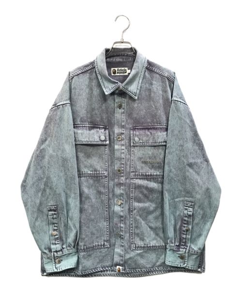 A BATHING APE（アベイシングエイプ）A BATHING APE (アベイシングエイプ) ACID WASH WORK SHIRT アシットウォッシュワークシャツ ブルー サイズ:Lの古着・服飾アイテム