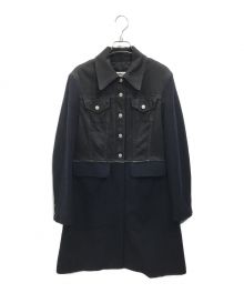 MM6 Maison Margiela（エムエムシックス メゾンマルジェラ）の古着「デニムジャケットドッキングメルトンコート」｜ブラック