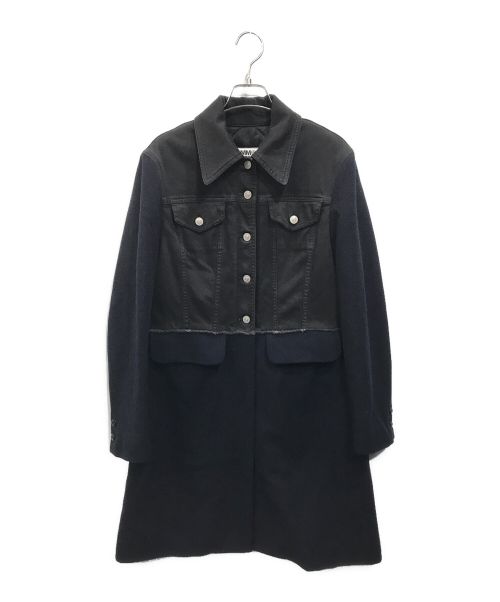 MM6 Maison Margiela（エムエムシックス メゾンマルジェラ）MM6 Maison Margiela (エムエムシックス メゾンマルジェラ) デニムジャケットドッキングメルトンコート ブラック サイズ:42の古着・服飾アイテム