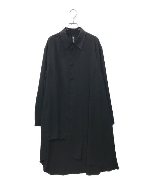 GROUND Y（グラウンドワイ）GROUND Y (グラウンドワイ) TRIACETATE/POLYESTER CREPE de CHINE JUMBO ASYMMETRIC SHIRT アシンメトリーロングシャツ ブラック サイズ:3の古着・服飾アイテム