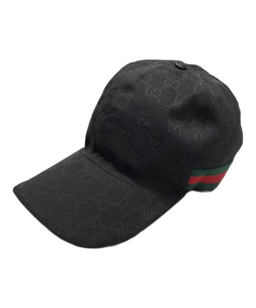 GUCCI（グッチ）GUCCI (グッチ) オリジナルGGキャンバス ベースボール キャップ ブラックの古着・服飾アイテム